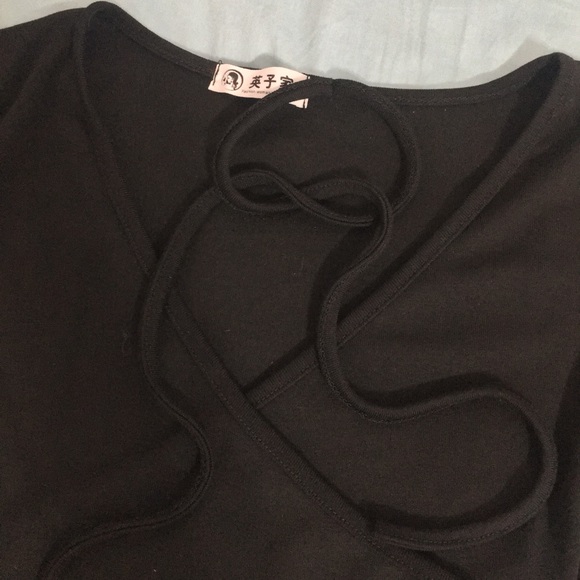 Black Tshirt Dress with Front Drape Design - Picture 5 of 5